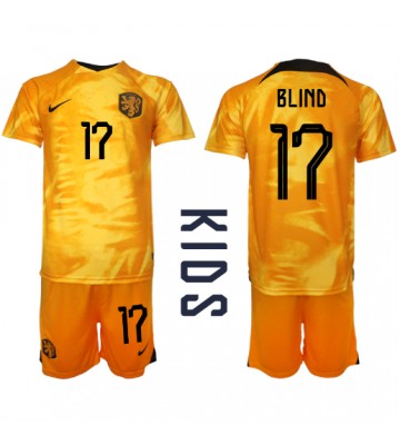 Lacne Dětský Futbalové dres Holandsko Daley Blind #17 MS 2022 Krátky Rukáv - Domáci (+ trenírky)